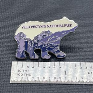 Rare Vintage Yellowstone NP Souvenir Travel Pin Badge Bear Purple White